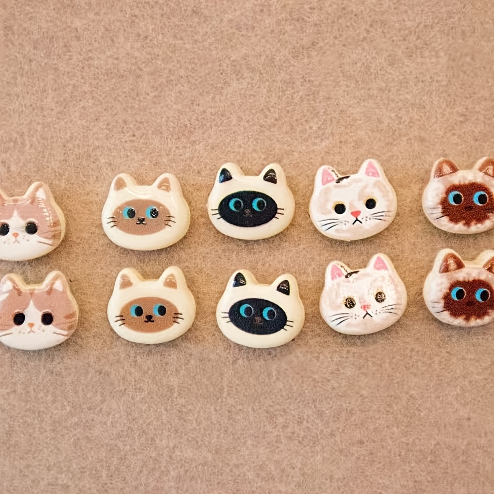 TEMU 10 Retro Pushpins - Big Eyes, Erect Ears, Cute Kitten - Durable Resin, Animal Pushpins | Suitable For Felt Boards, Cork Boards, For Message
