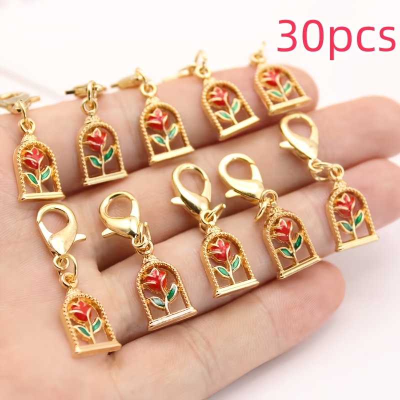 TEMU 30pcs Flower Pendant Keychain Set, Cute Ladies' Bag Charm, Stylish Accessory, Elegant And Women's Keychain, High-quality Decorative Keyring,