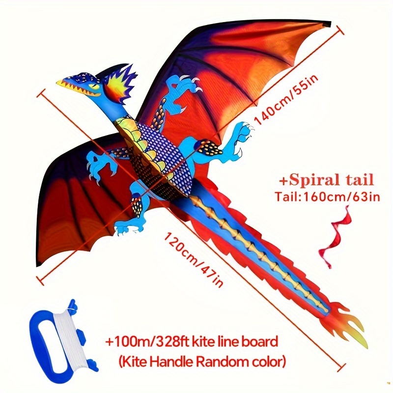 Stereoscopic Dragon Kite Easy To Fly Perfect For Easter 55 X 62 
