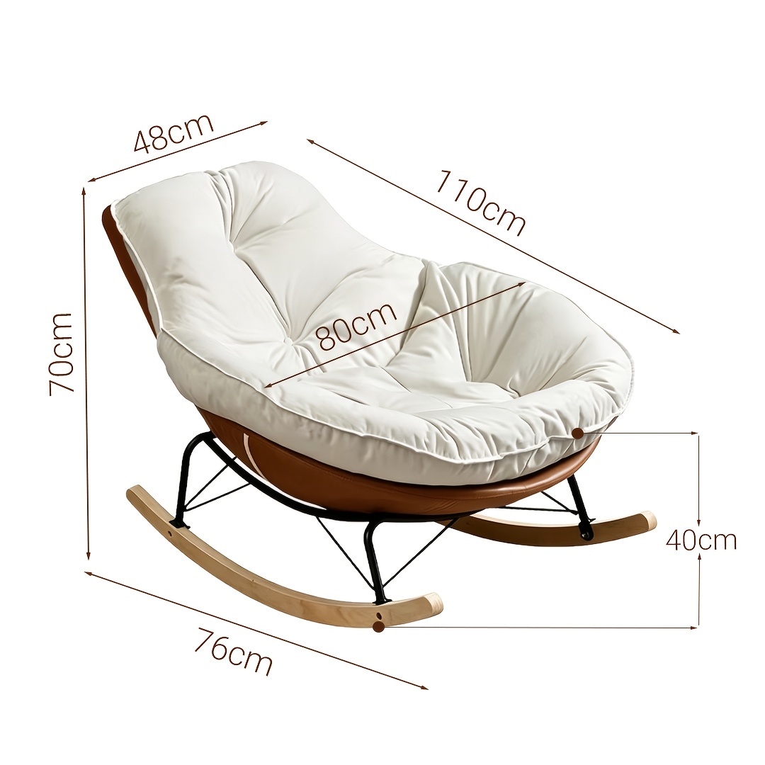 Image of Modern Egg Rocking Chair With Thick Cushion, Comfortable Chair With High Backrest, Single Relax Chair For Living Room, Bedroom, Balcony, And Reading Corner