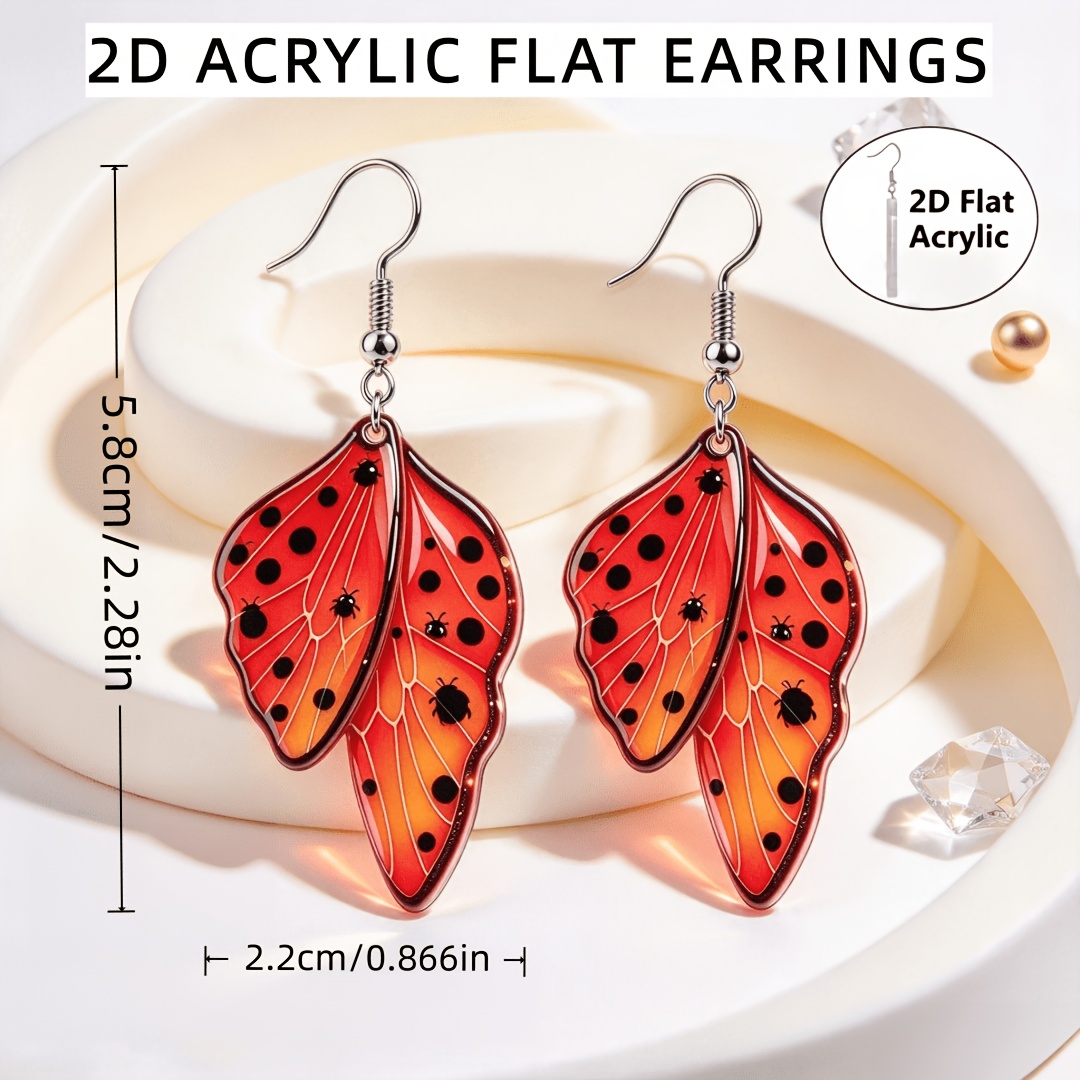 Women's Butterfly Wing & Ladybug Dangle Earrings