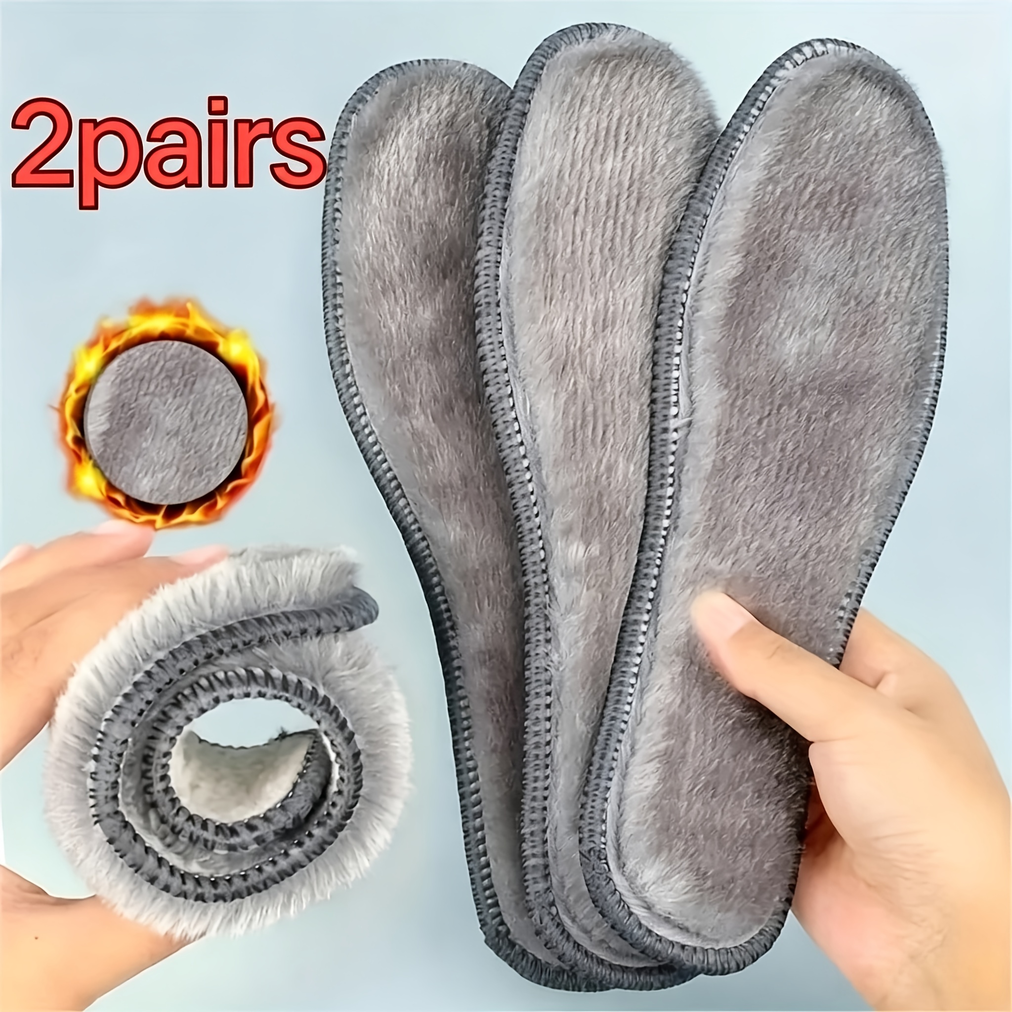 TEMU Tumh Thermal Insoles Suitable For Winter Footwear, Cushioned Plush & , Breathable Soft Shoe Inserts For &, For Use In Athletic Sneakers, Snow