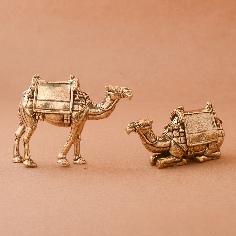 

1pc/2pcs Camel Ornament Creative Copper Ornament, Brass Small Ornament, Gift, Small Animal Statue, Home Kitchen Decoration, Holiday Decoration