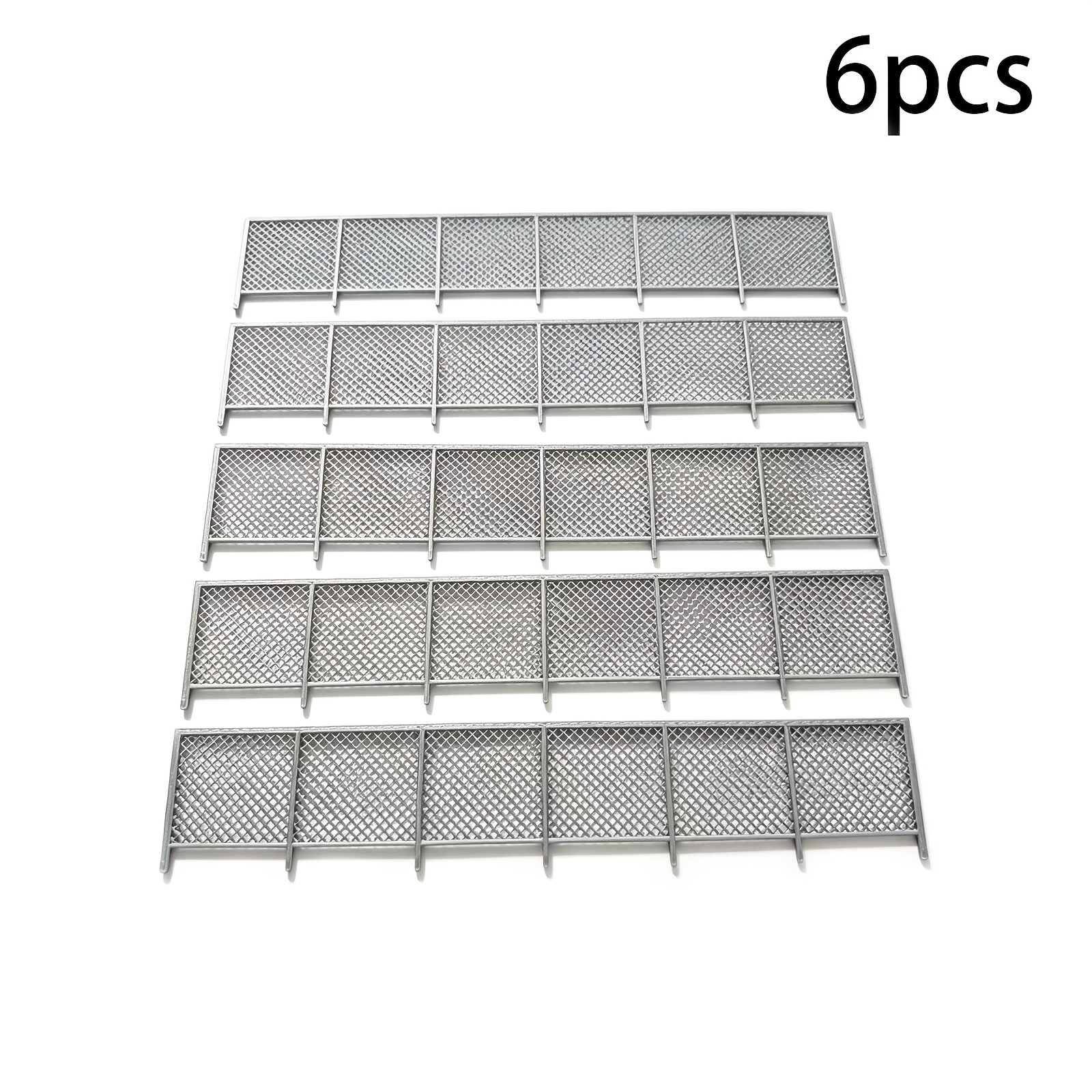 TEMU 6pcs, 1:87 Miniature Fence Plastic Model Scene| Silvery-gray, Realistic Miniature Scene, Suitable Lots, , Train Model Layouts, Landscape And