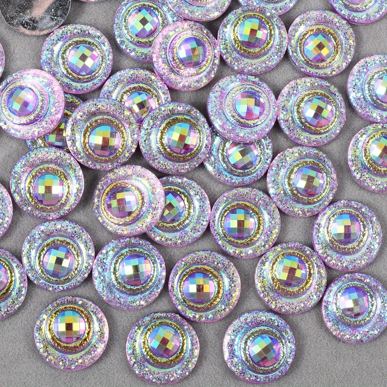 50pcs Iridescent AB Resin Rhinestones for DIY Crafts