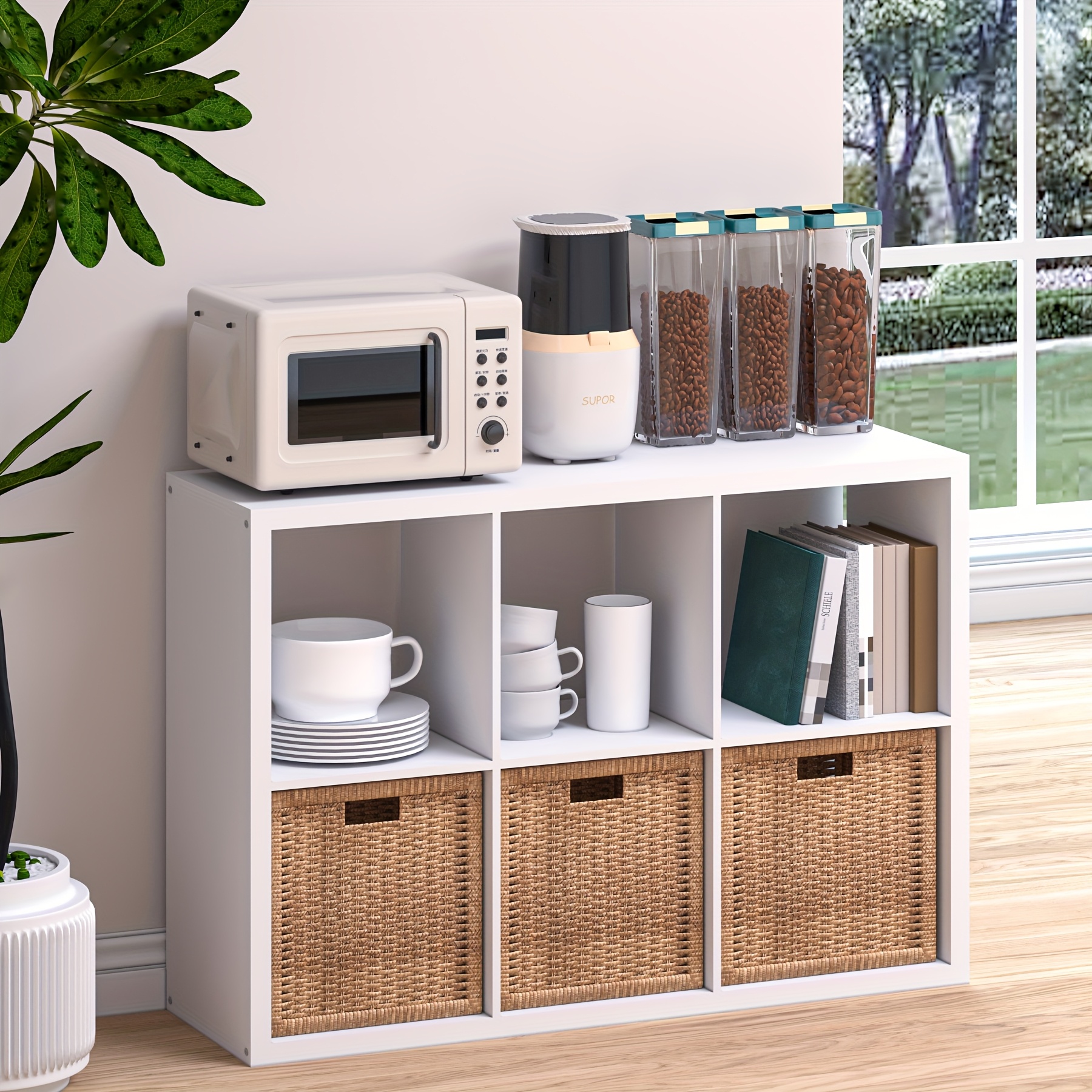 2 3 4   thick frame bookshelf open back panel cube storage cabinet floor standing bookshelf with anti tip kit wooden open display rack for living room bedroom study   open bookshelf with open back