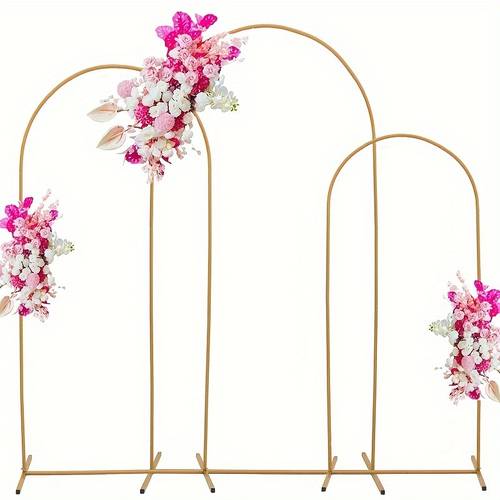 Set, Metal Arch Background Bracket, 70.9/78.7/86.6 Inch Golden Wedding Balloon Arch Stand Frame, Suitable For Birthday Parties, Brides, Anniversaries, Baby Shower Ceremony, Rustic Wedding Party Decorations Reusable Backdrop Arch