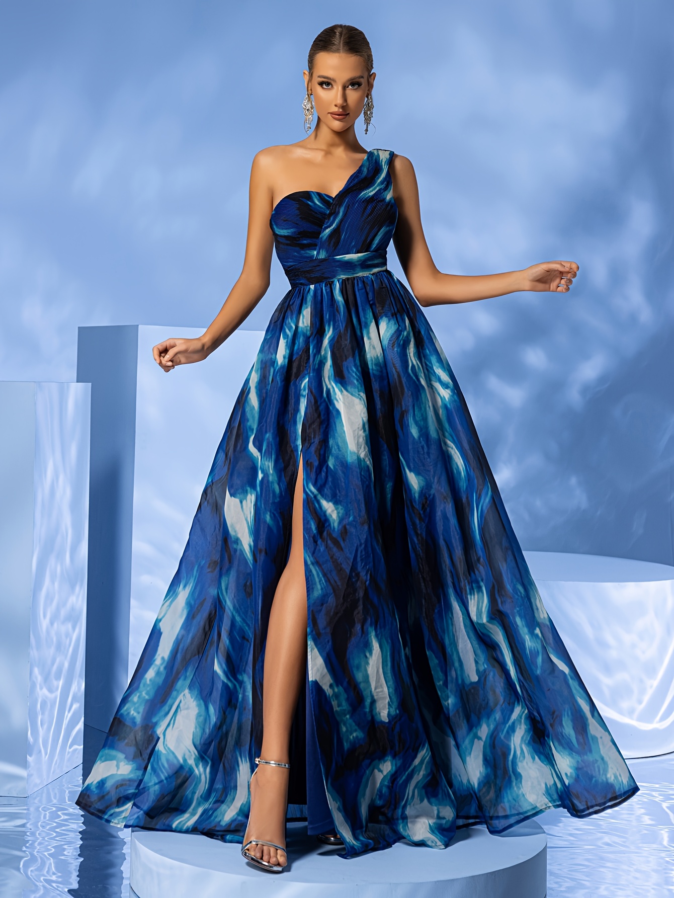 stijlvolle eén schouder tie dye maxi jurk voor vrouwen Temu