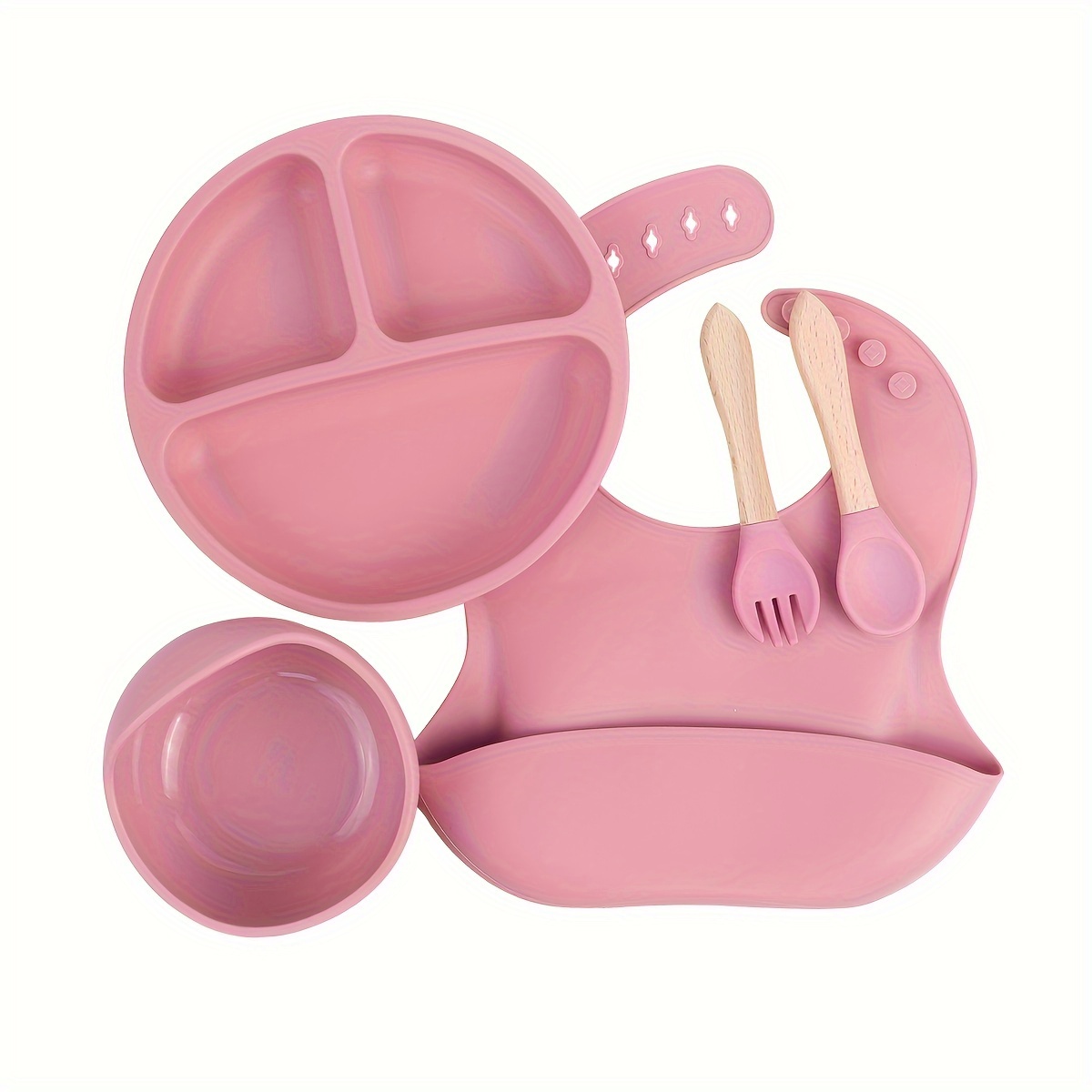 Image of Tyry.hu Personalized Silicone Weaning Kit, Cartoon Weaning Kit For Toddlers And Babies, Feeding Set With Name, Baby Plate, Baby Shower Present, Christmas Day, Thanksgiving Gift, Back-to-