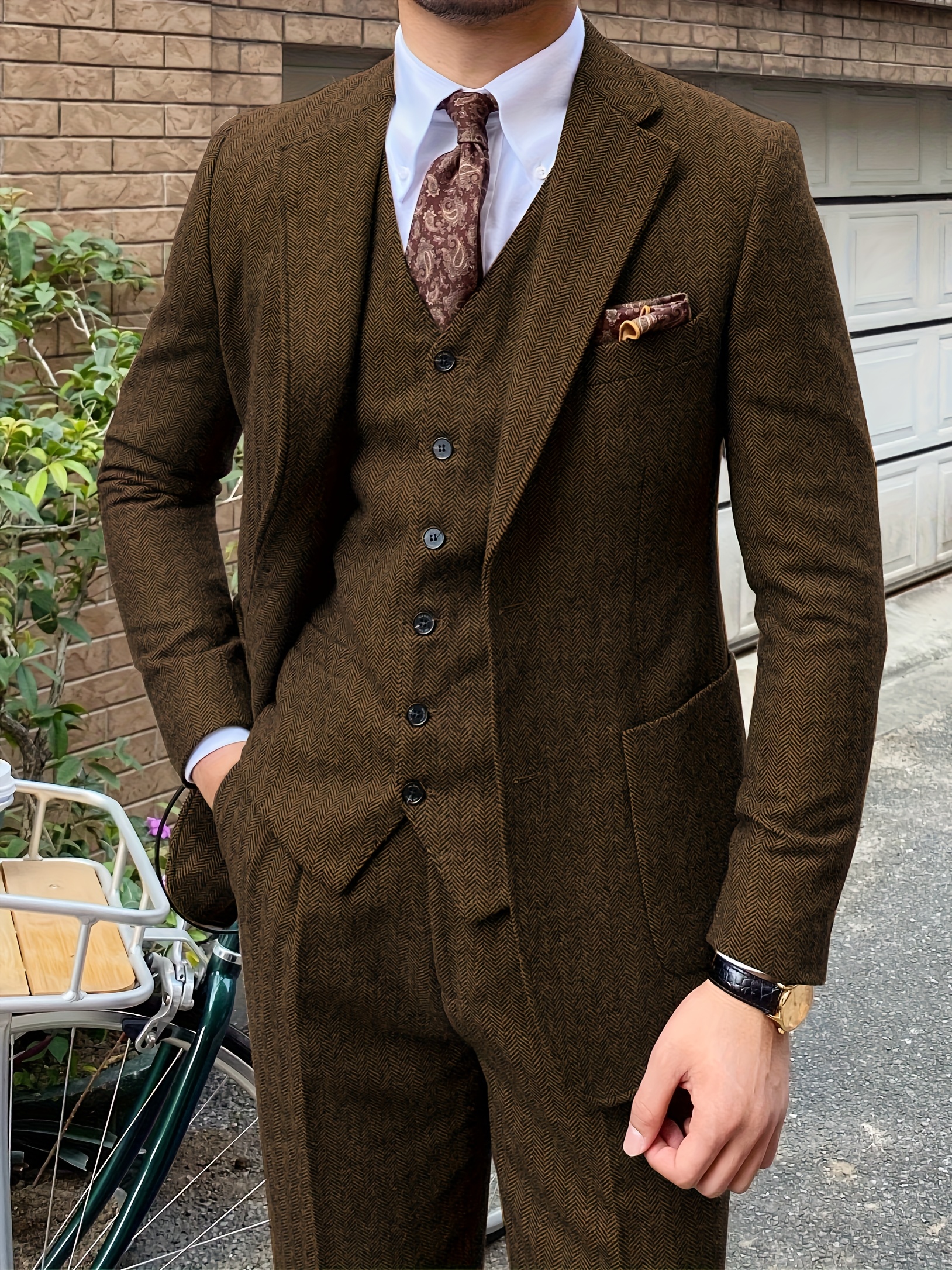 brown suits for men sold on Temu United States