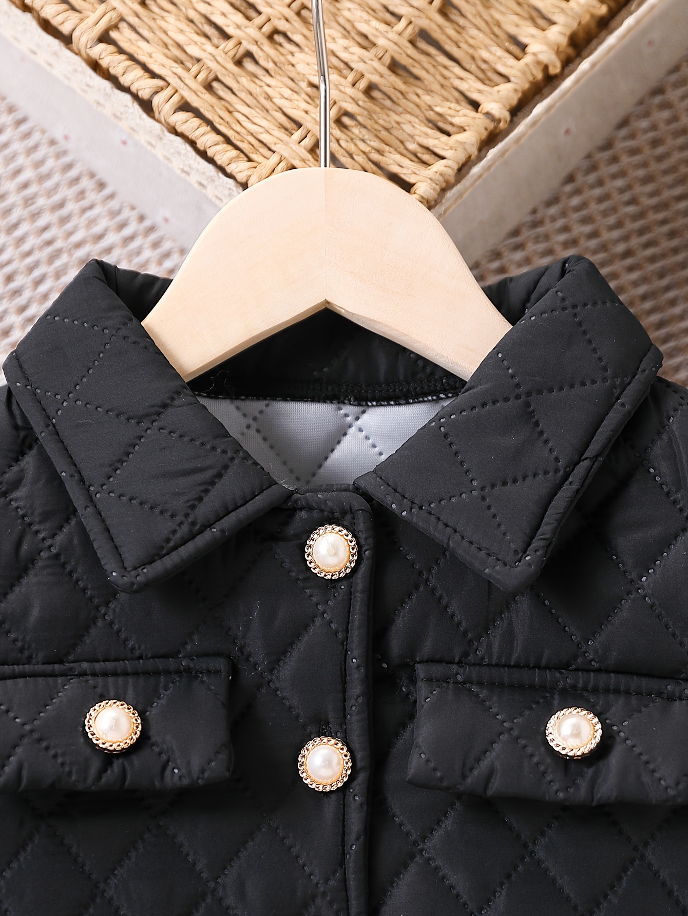 Girls' Padded Coat Set with Button-Up Jacket and Skirt
