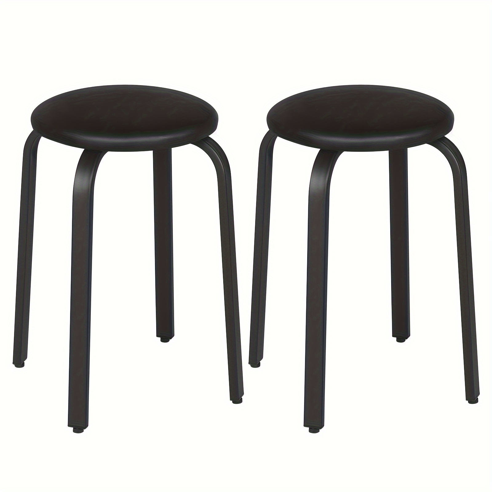 Image of Stackable Round Stools, Dining Chairs, Dining Room Stools, Kitchen Stools With Faux Leather Cover, Easy To Clean, Suitable For Dining Room, Living Room, Kitchen, Office