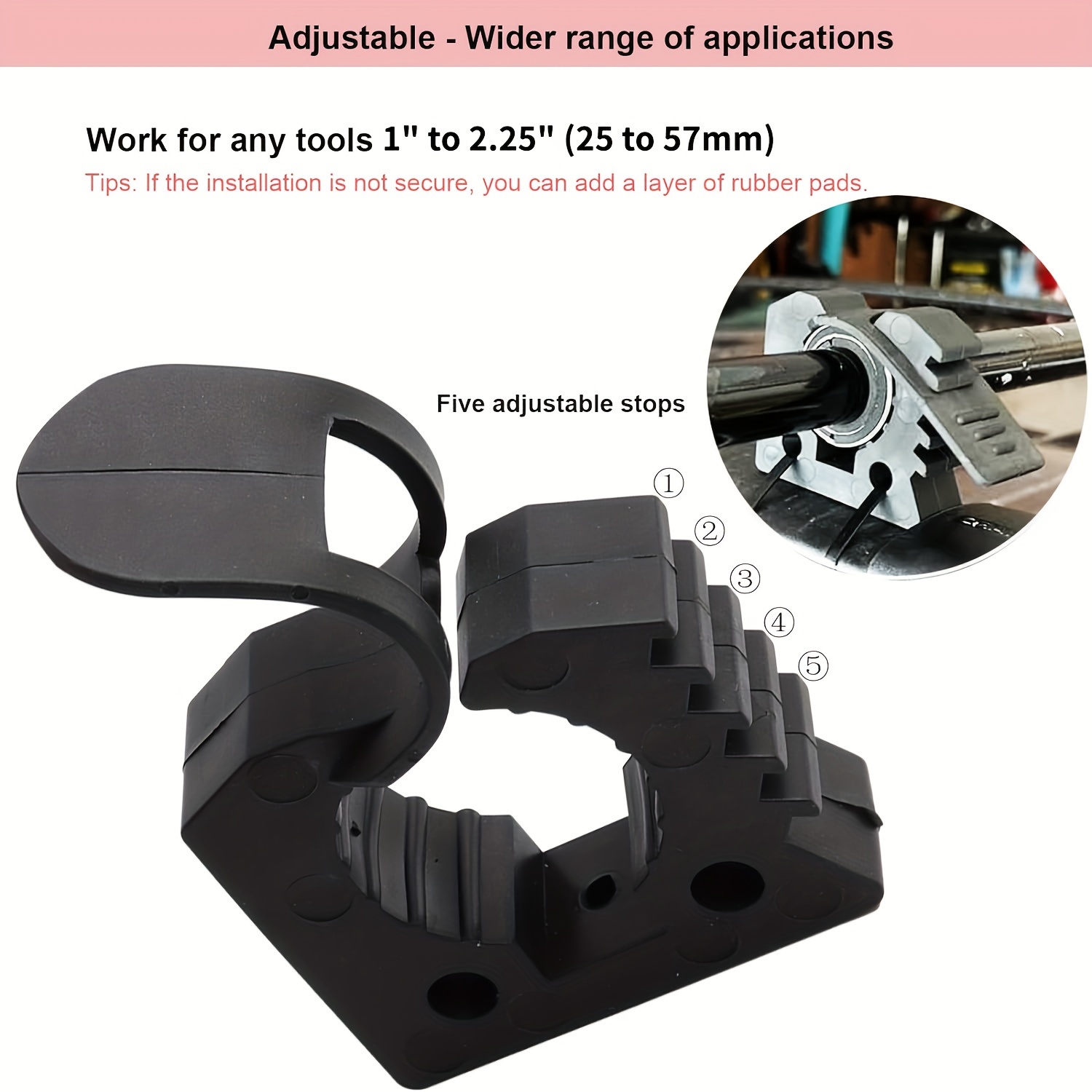 Alnicov 2pcs Quick Release Clamp Mount, Rubber Clamp Grip For 1-1/7 Into 1-4 /9in Diameter Tools And Equipment Used On Off-Road Vehicle UTV ATV RV Van Trucks Boat Train