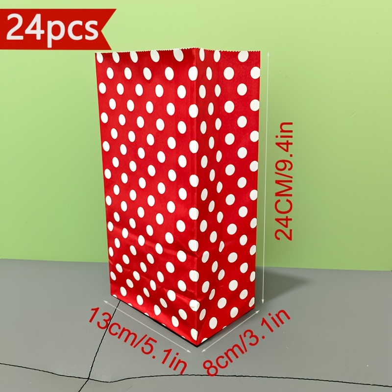 TEMU Gift For Her/him A Set Of 24 Ladybug Themed Polka Dot Paper Gift Bags, Suitable For Birthday, Wedding, Baby Party Supplies - Red Background And