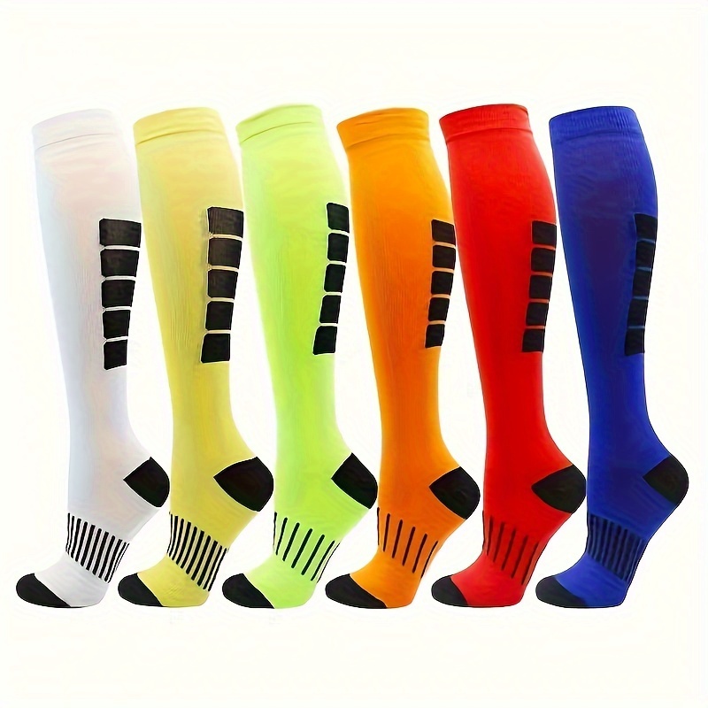 

6pairs Women & Men Compression Socks, Knee High Stocking For Athletic Cycling Running Football Hiking Driving Travel