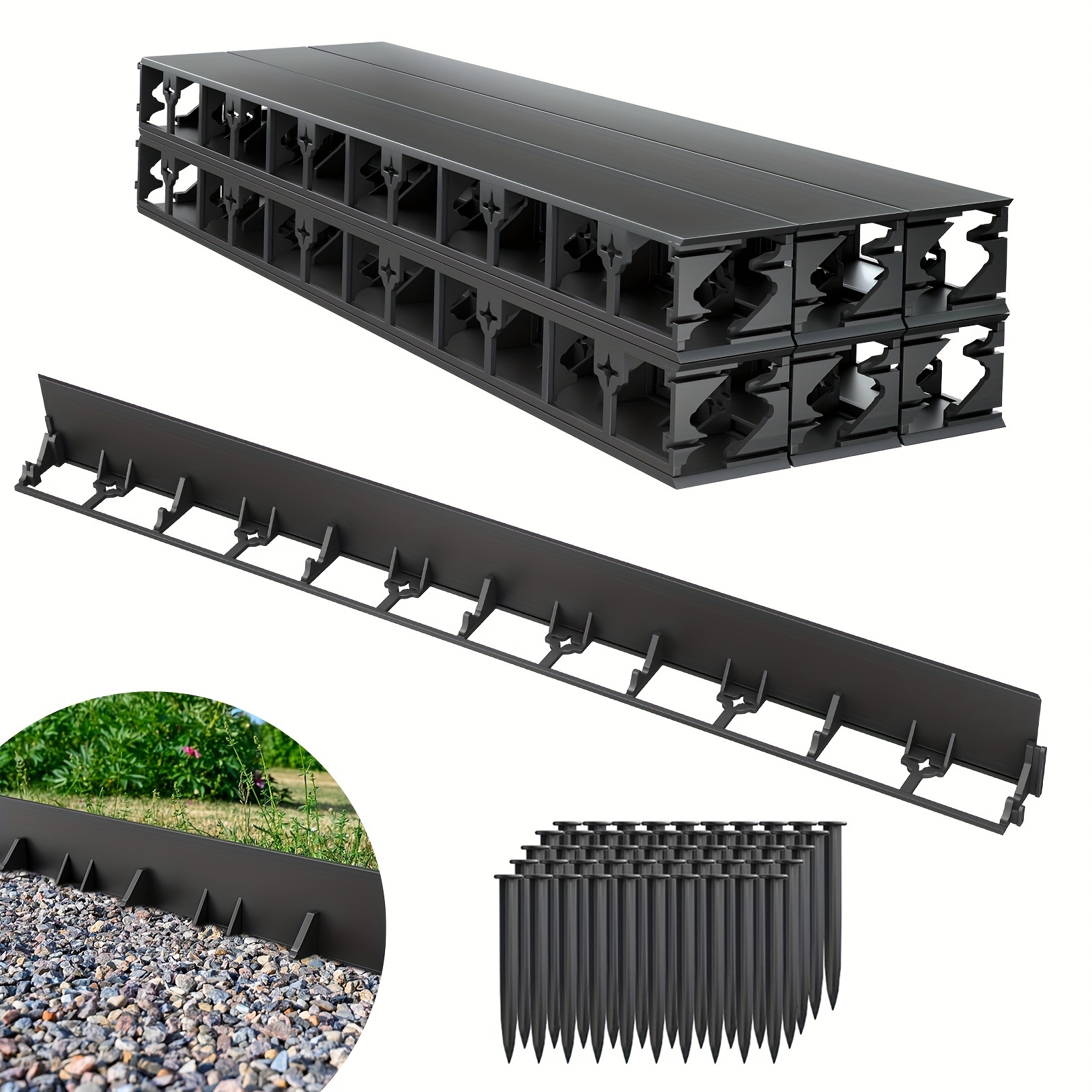 

Aufun Flexible Lawn Edging Plastic Paving Edging Mowing Edging Stone With 50 Ground Anchors