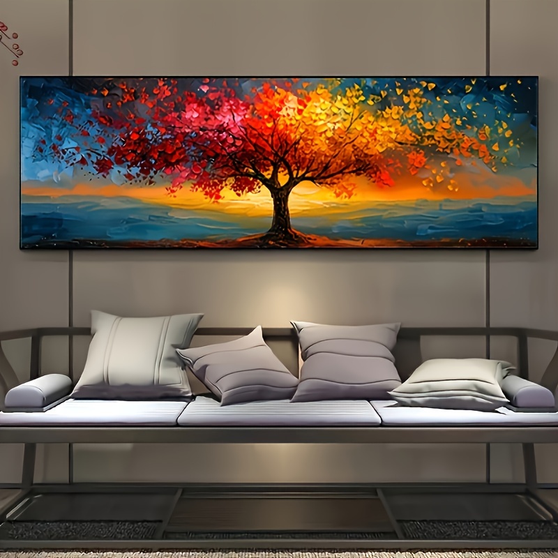 TEMU Extra-large Tree Of Life Canvas Print - Abstract Wall Art For Decor, Geometric Patterns, Living Room, Bedroom, Kitchen, And Bathroom - Frameless