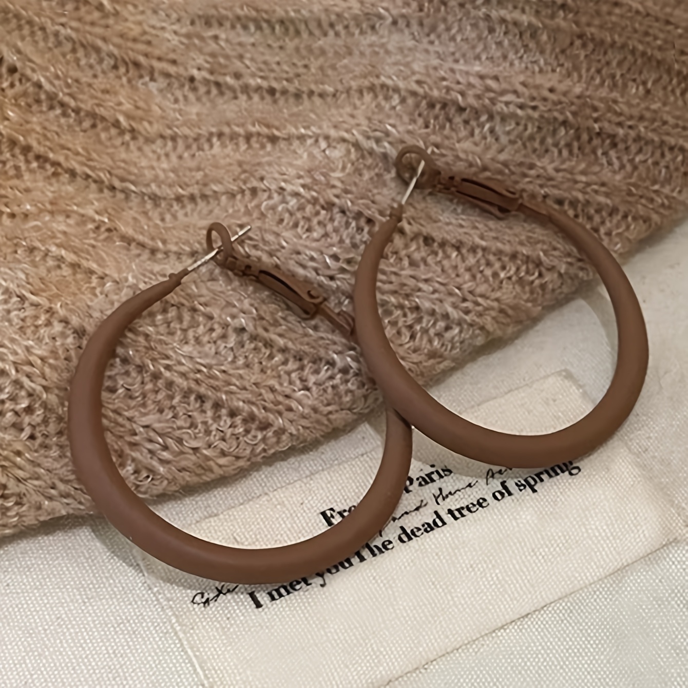 A Pair Of Matte Fashion Hoop Earrings That A Vintage Suitable For Women' Commutes, Festive Gatherings, And Parties.