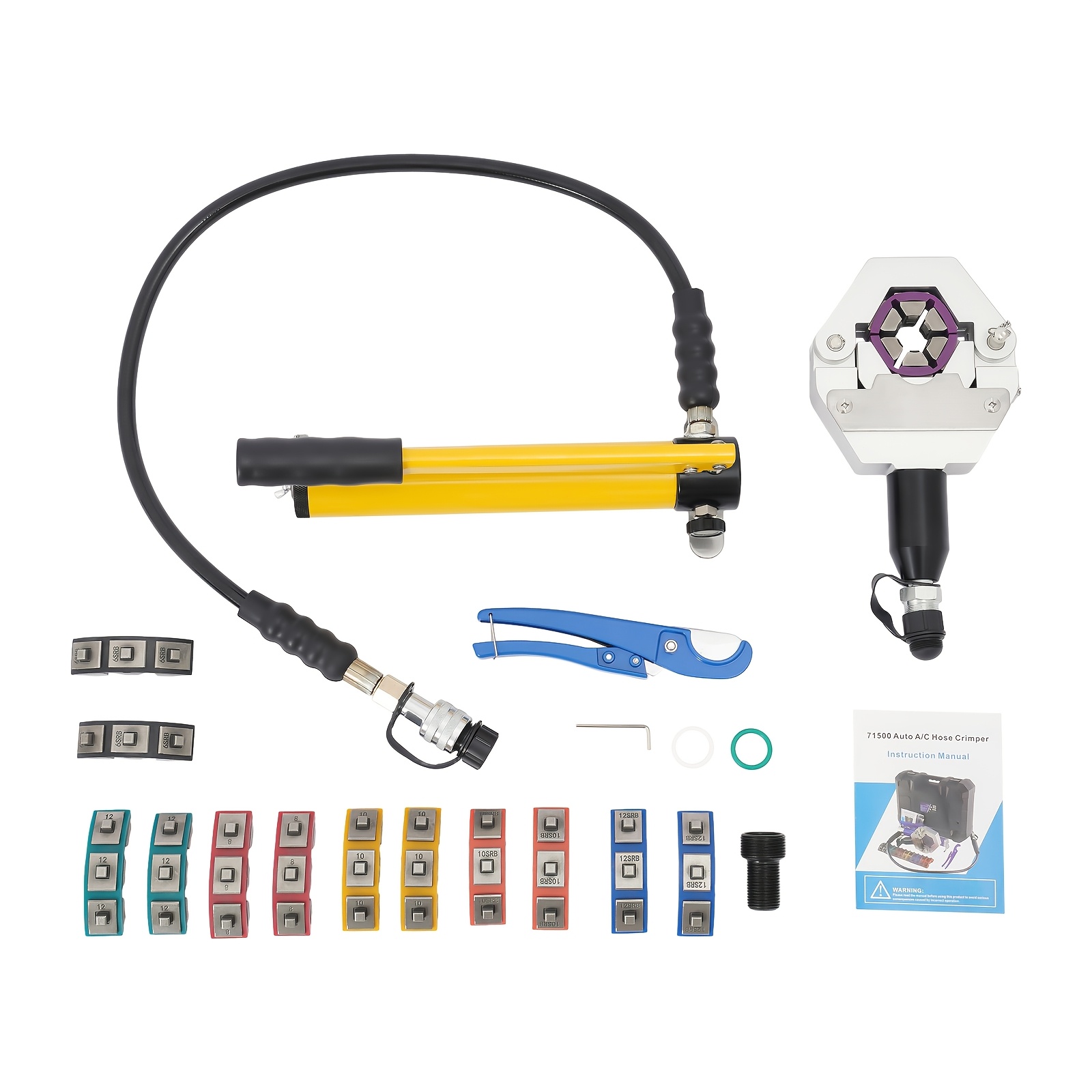 Hydraulic Tool Kit For Maintaining Air Conditioners, Featuring A Hose Crimper With A 4-ton Output And 7 Dies For Repairing Air Conditioning Pipes