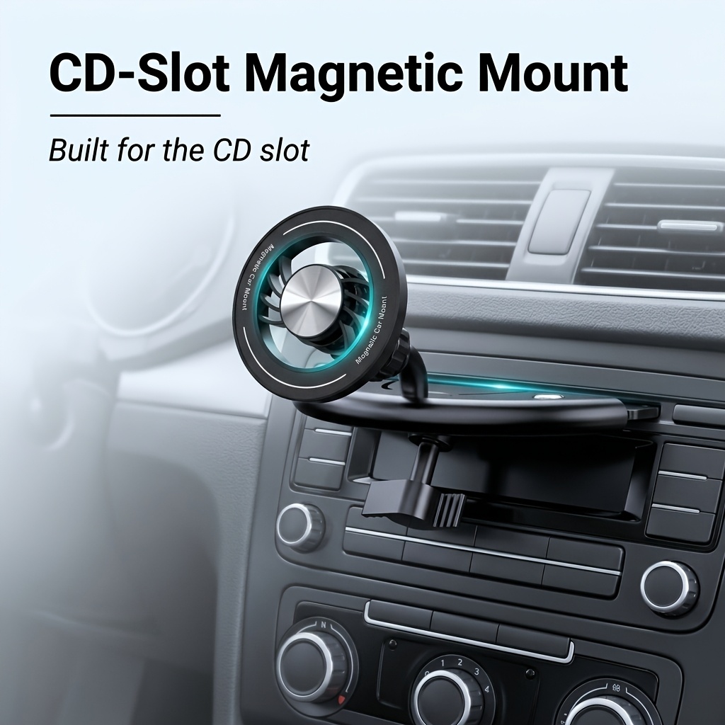 TEMU Cd Slot Magnetic Phone Mount For Car, Universal Car Phone Holder, Strong Magnet Cell Phone Holder, Adjustable Viewing Angle, Dashboard Console