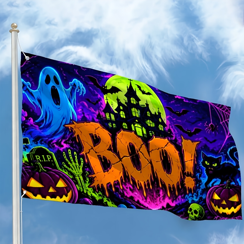 TEMU Halloween Boo Pumpkin Suitable For Doorways And Outdoor Flags, Printing Techniques