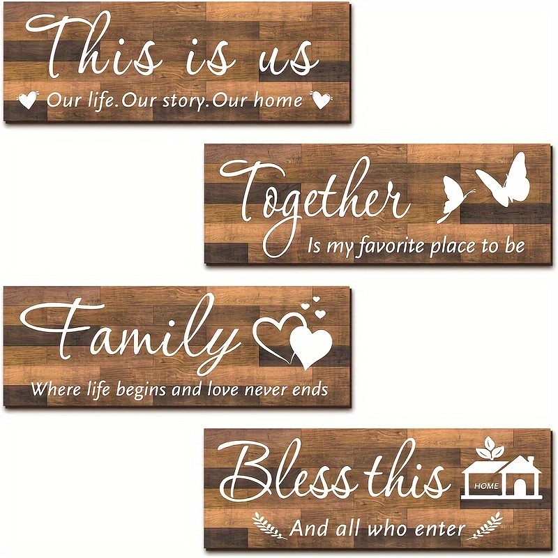 

4pcs Wooden Signs- , Decorations, Decoration , , Decoration, Decoration Wooden Signs