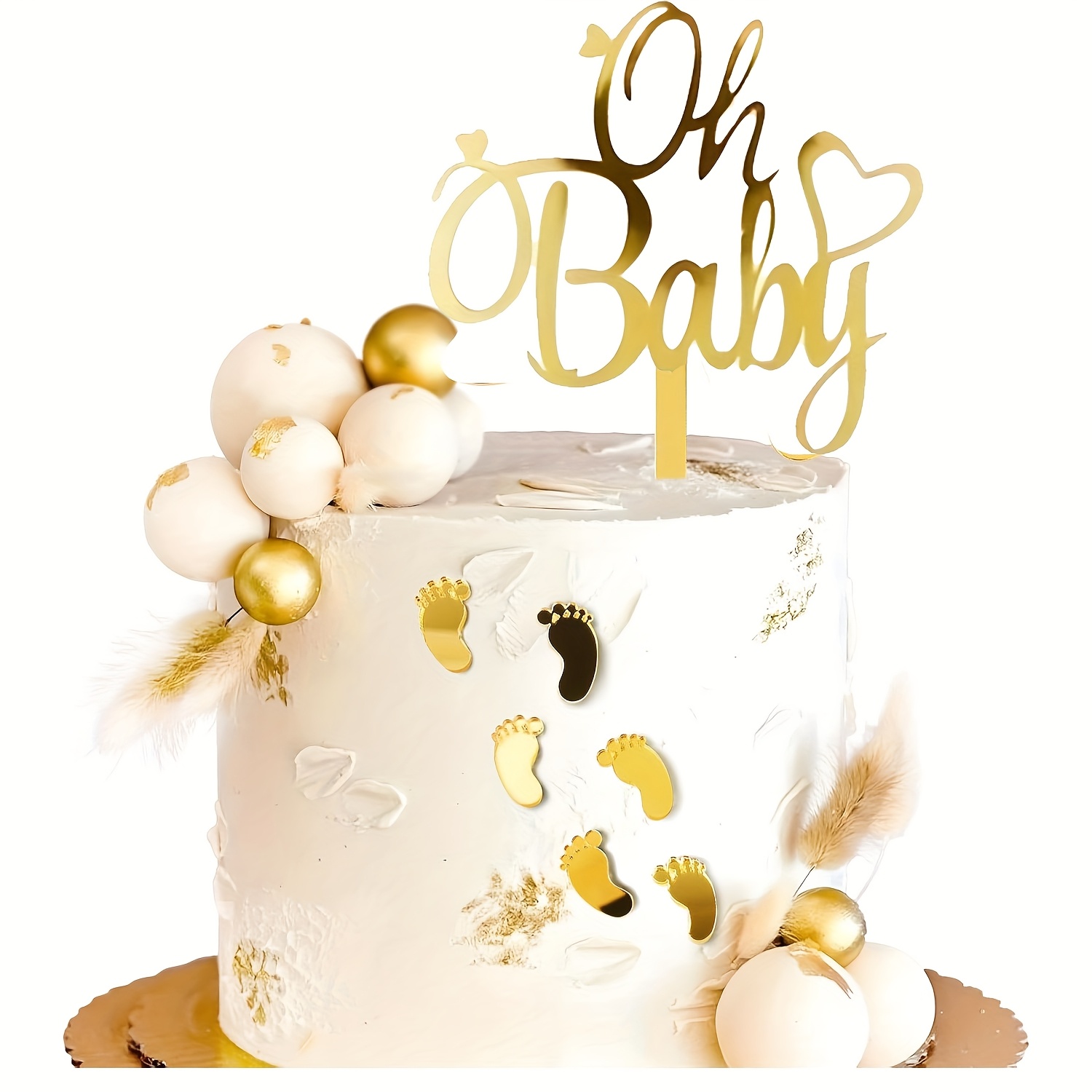 5 Pezzi Oh Baby Cake Topper In Legno, Torta Di Pannolini