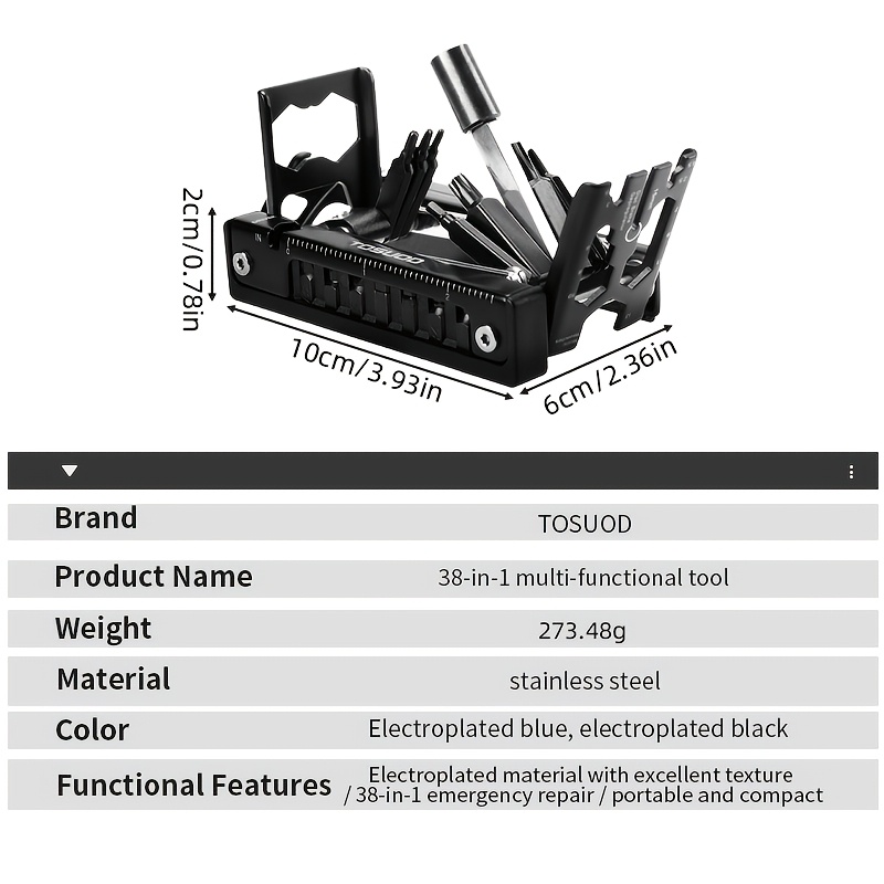TOSUOD Bicycle Repair Tools for Mountain And Road Bikes, a 38-In-1 Multifunctional Hex Wrench Accessory