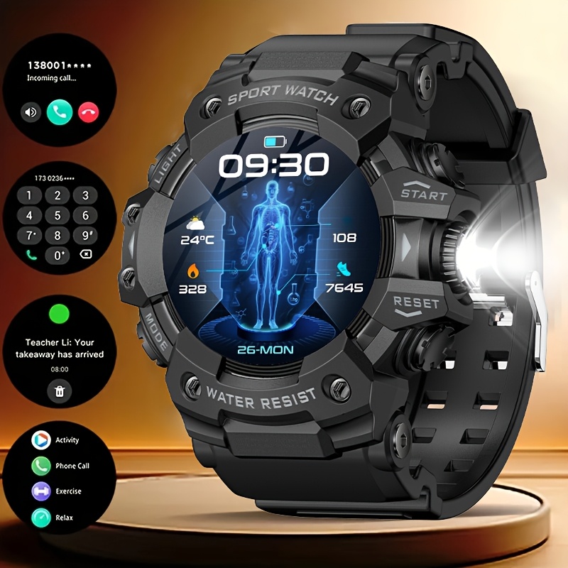 Image of New Durable Smartwatch For Men, Wireless Calling, Sports And Fitness, , Outdoor 100 , Outdoor Led Flashlight Smartwatch, 350mah Battery Watch, Perfect Gift For , Father's Day, And Sports