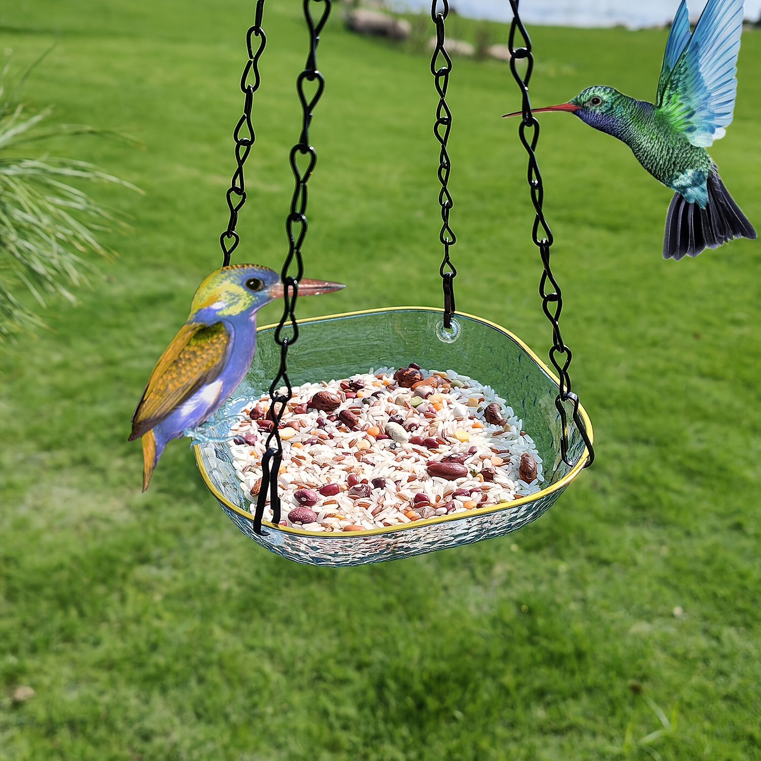 

Hanging Bird Bath Feeding Tray, Outdoor Garden Decor, Dual-use Water Feeder For Bird Patio Balcony, Decorative Bird Bath Bowl