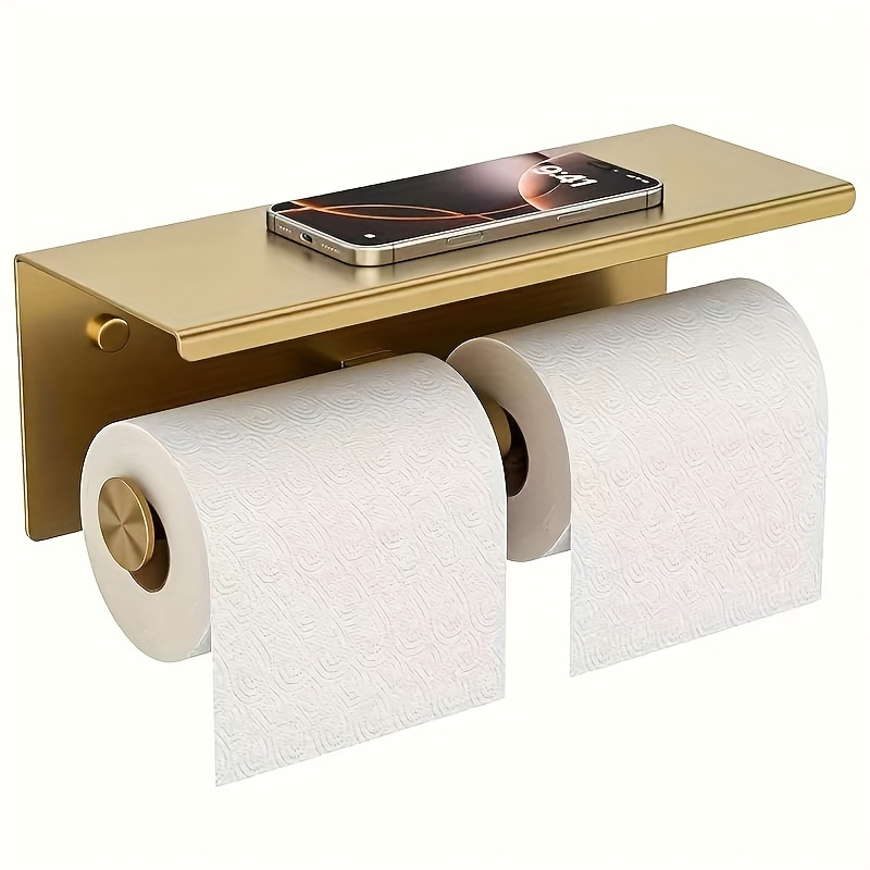 TEMU Thickened Stainless Steel Toilet Paper Holder, Brushed Golden, For Shower Rooms, Restrooms, And Hotel Projects, New High-value Tissue Holder,