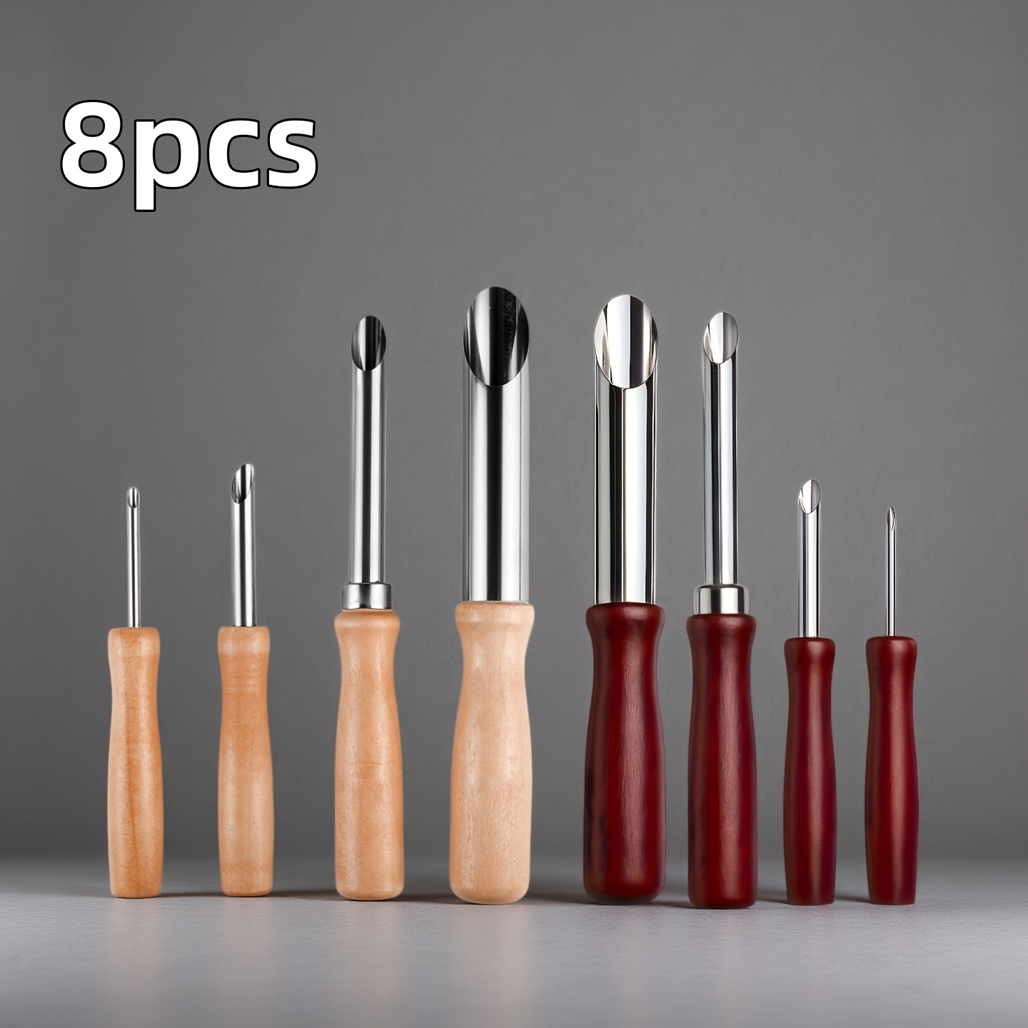 TEMU 8pcs Perceuse à Terre Cuite en Bois Acier Inoxydable Outil de Perçage de Poterie Manche en Bois Outil de Perçage de Pâte Polymère