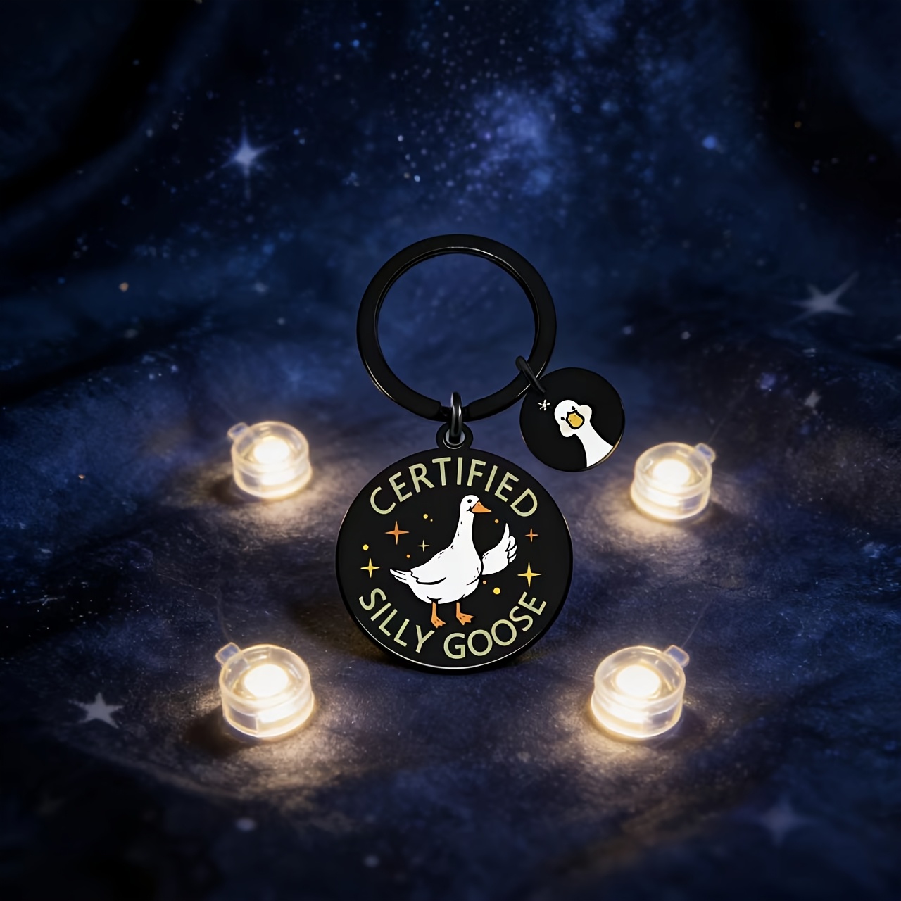 Single Silly Goose Stainless Steel Keychain