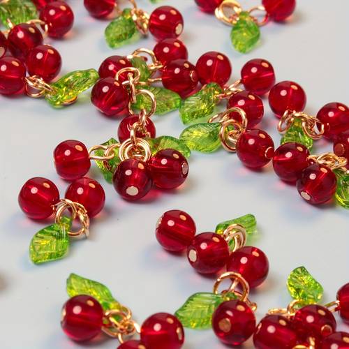 20 30 50pcs handmade glass cherry pendants unique niche design for keychains diy necklace bracelet charms accessories mini gift