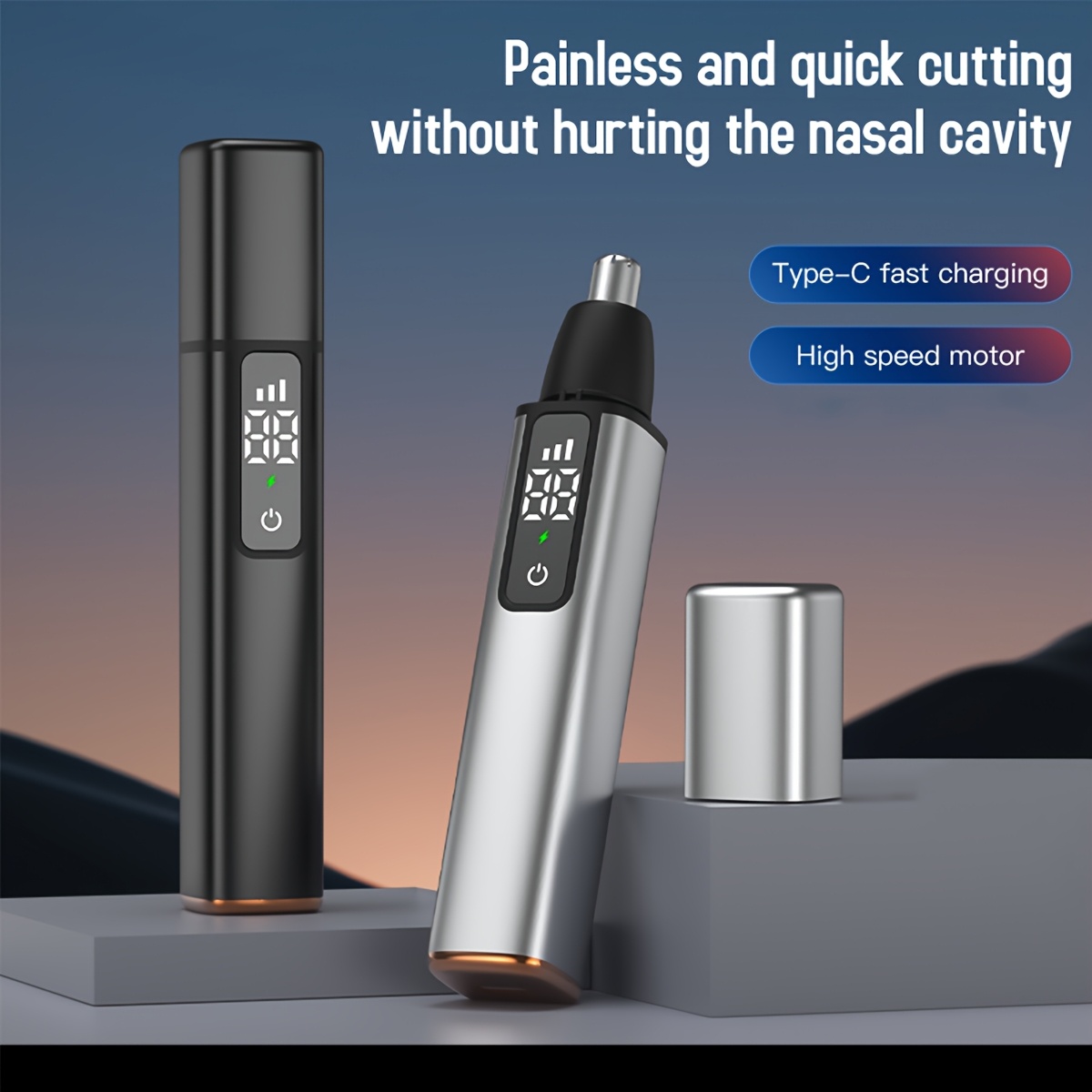 mini mens electric ear nose hair trimmer   professional grooming tool with led display usb c rechargeable compact portable design durable plastic construction ideal holiday gift for men barber accessories Product details 6