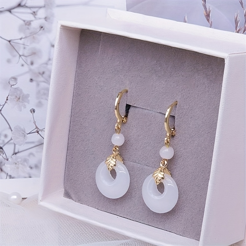 1 Pair Imitation Jade Earrings, Long And High-end Women's Safety Earrings