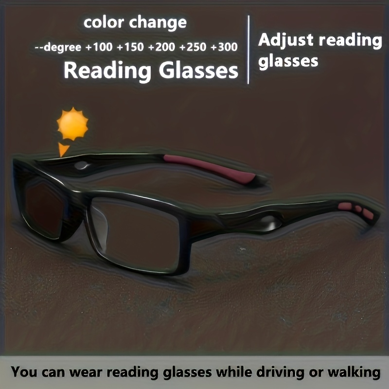 mens automatic photochromic reading glasses with light blocking gradient lens dual focus far near adjustable lens technology non prescription Product details 0
