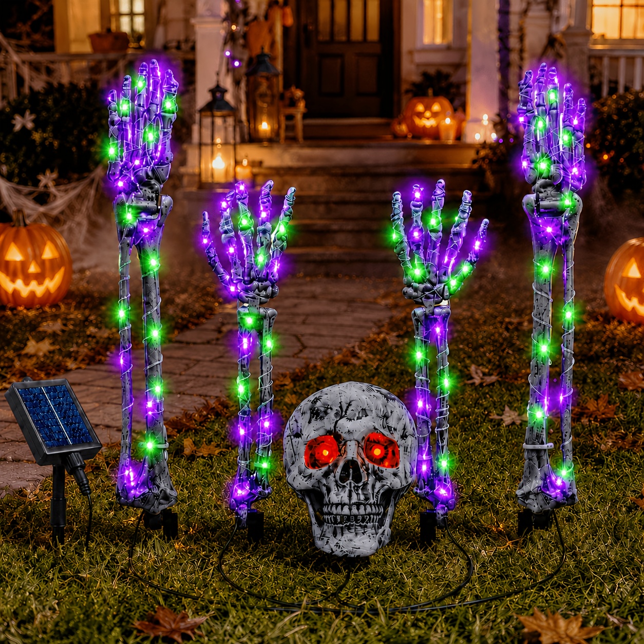 TEMU Halloween Decorations Outdoor Decor, 5pcs Light Up Skeleton Arm Stakes Halloween Decoration, Purple With 8 , Scary Decorations Outdoor Yard Lawn