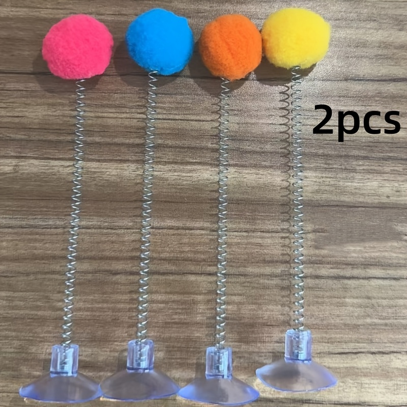 TEMU Zufällige Farbe Saugnapf Feder Katzen Spielzeug, Interaktives Plüschball Katzenköder Spielzeug, Indoor Katze Selbst-Bespaßung Spielzeug, Ohne