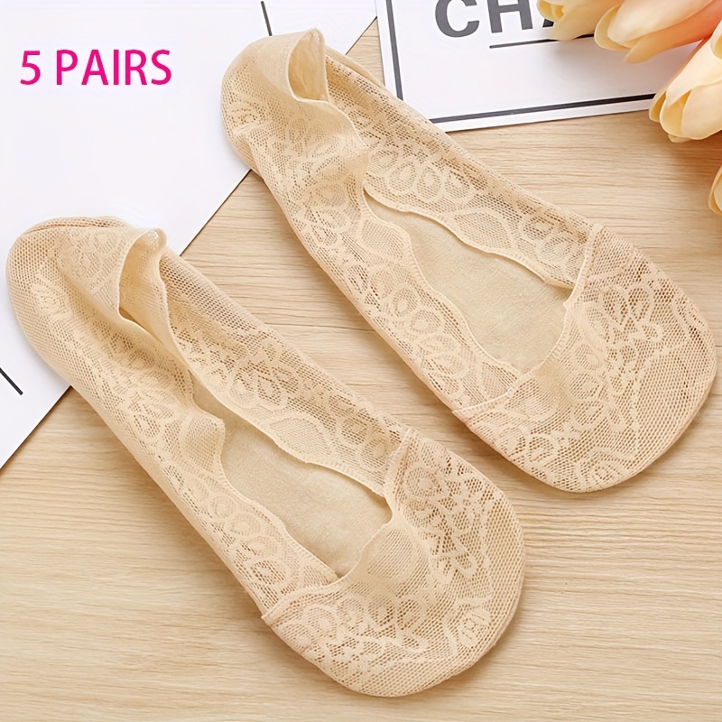 E-shop 5-Paar Pack Damen Weiche Atmungsaktive Unsichtbare Spitzen-Socken – Socken für den , Schweißableitende Hautfreundliche Socken, Niedliche