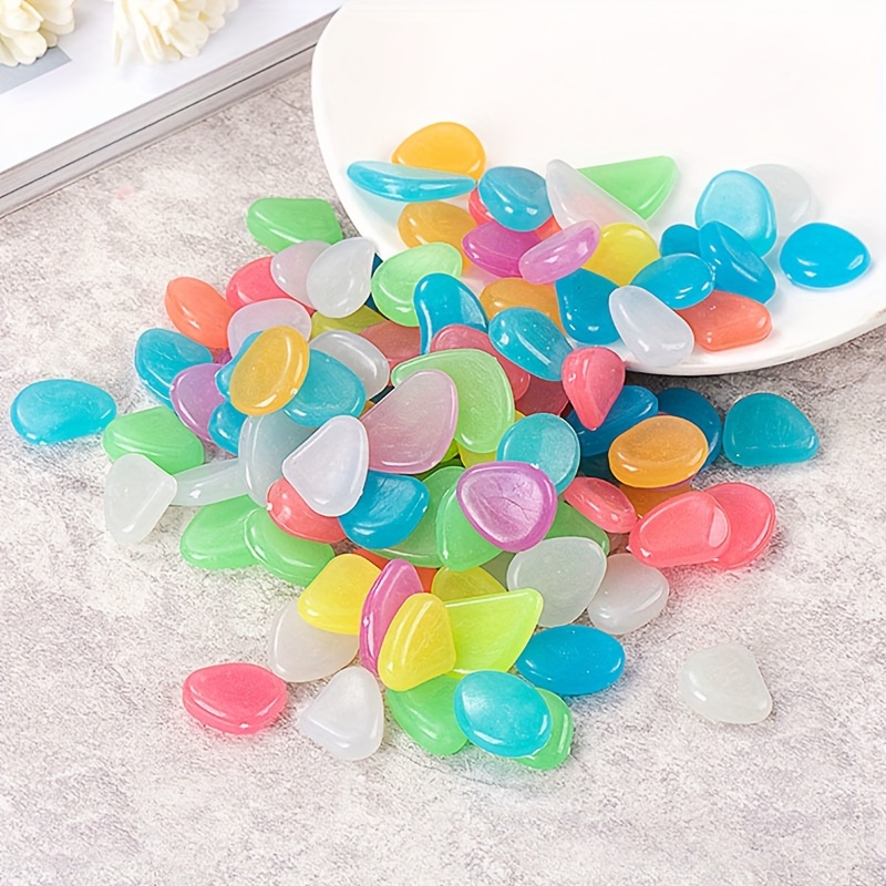 

50pcs Glow-in-the-dark Pebbles - 1cm Mini Resin Stones For Vase, Planter & Aquarium Decor