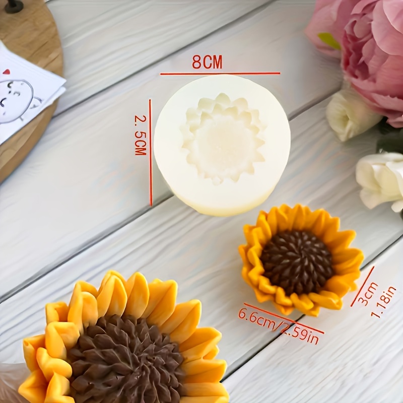 1 Sunflower Aromatherapy Candle Silicone Mold, Handmade Sunflower Plaster Decoration Soap Resin Silicone Mold, Candle Making