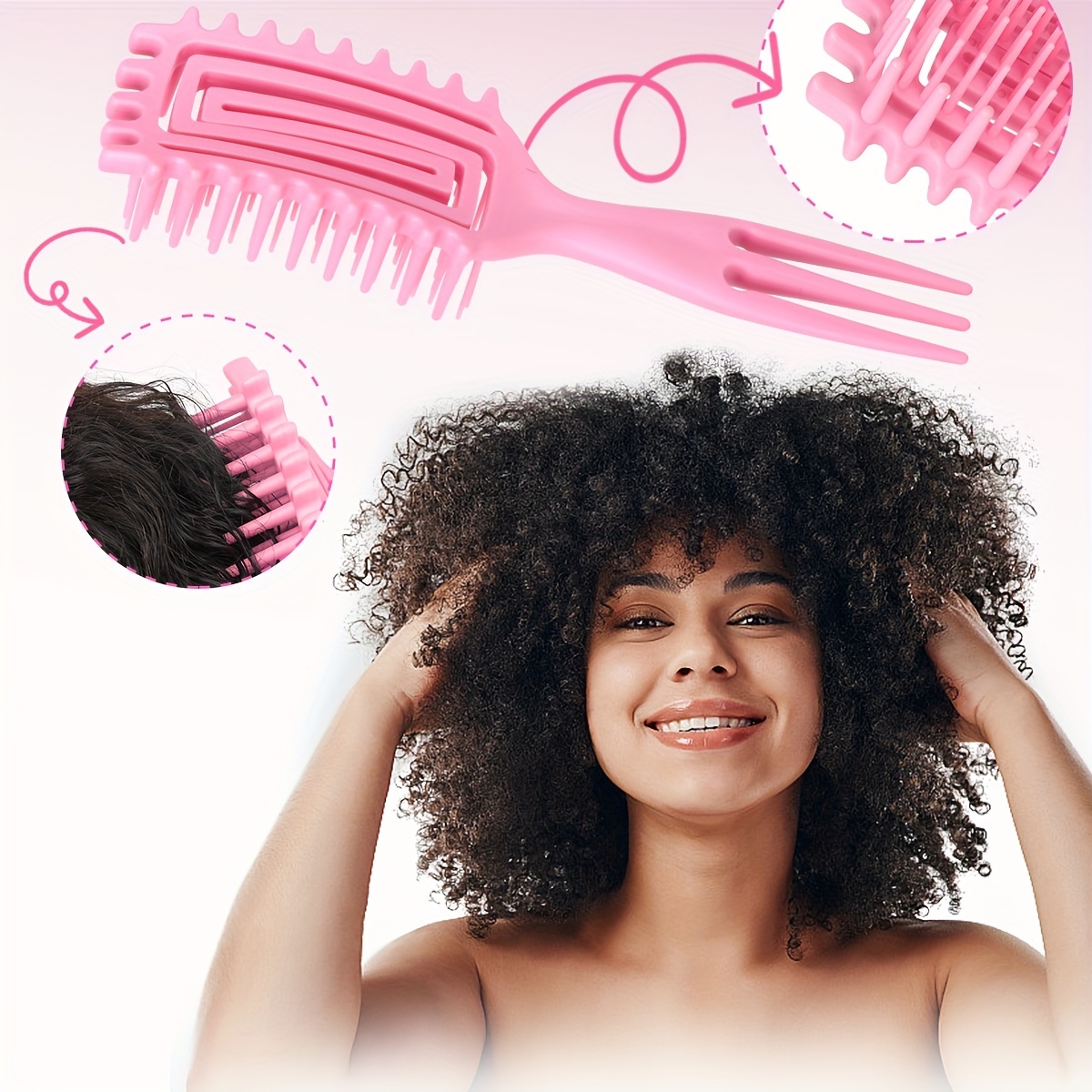 

1 Candy Brush Wet Curly Hair Brush - Pink, Anti-static Detangler & Defining Tool With For Blow Drying, Reduces Pulling & , Ideal For 's Afro Hairstyles, Hair Curler