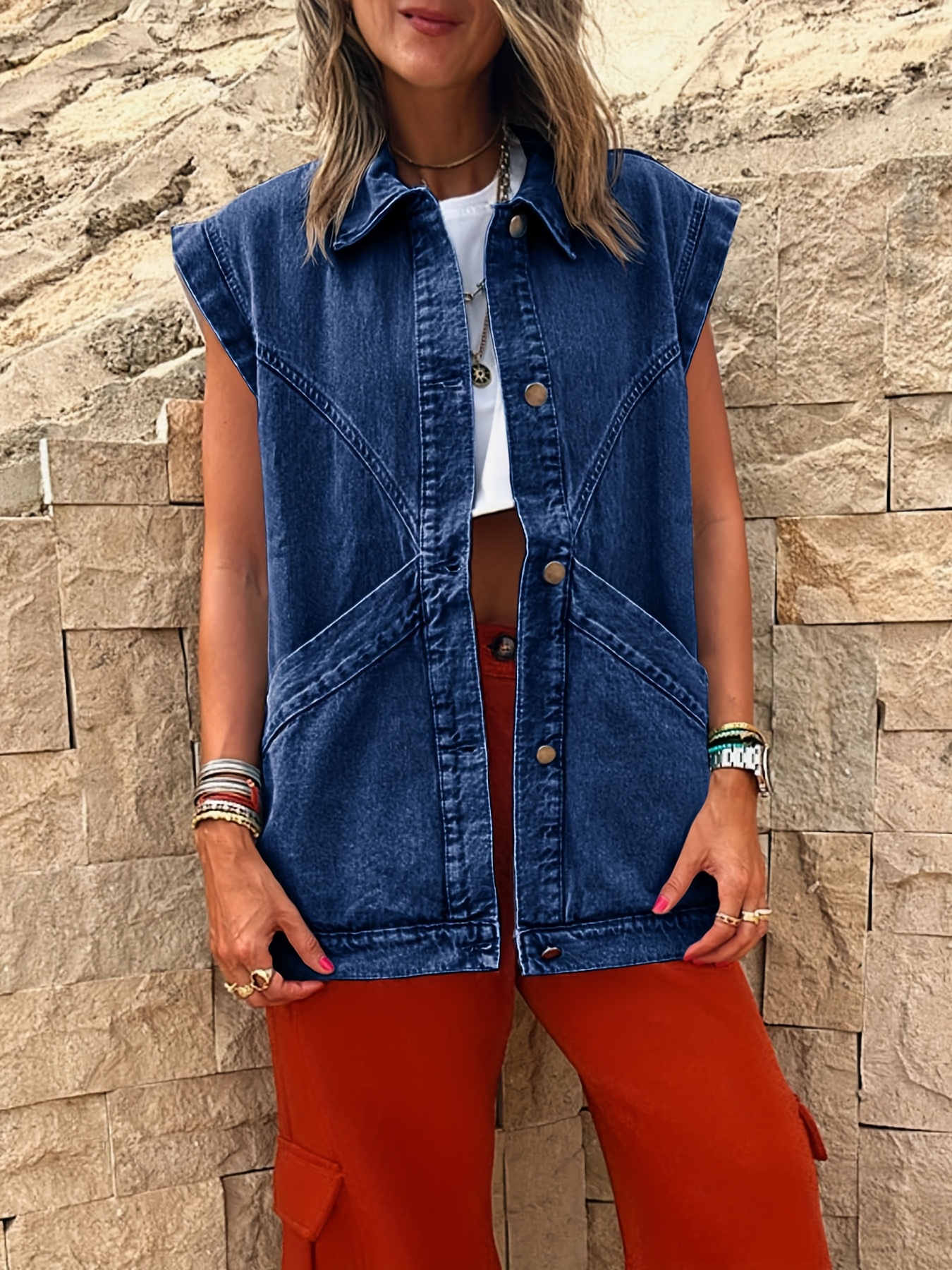 oll_kyoto TARO DENIM VEST 美品 Women's Studded Denim Vest – Bustins Jeans