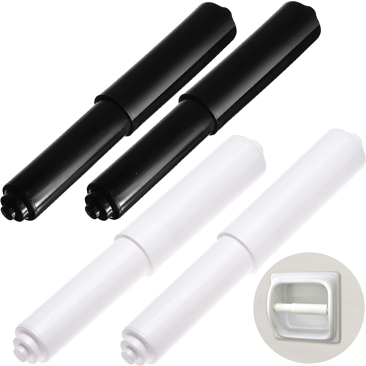 Toilettenpapierhalter-Federstange, Edelstahl, Schwarz, Verstellbar 11–16 Cm