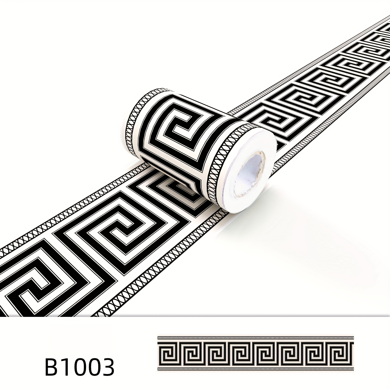 Image of 10cm Wide Self-adhesive Vinyl Decorative Trim - No Glue Needed, Geometric & Maze , Options For Paint & Wallpaper Trim, Diy Home & Commercial Use, Vinyl Decal For Walls, Pattern, Trim, Installation