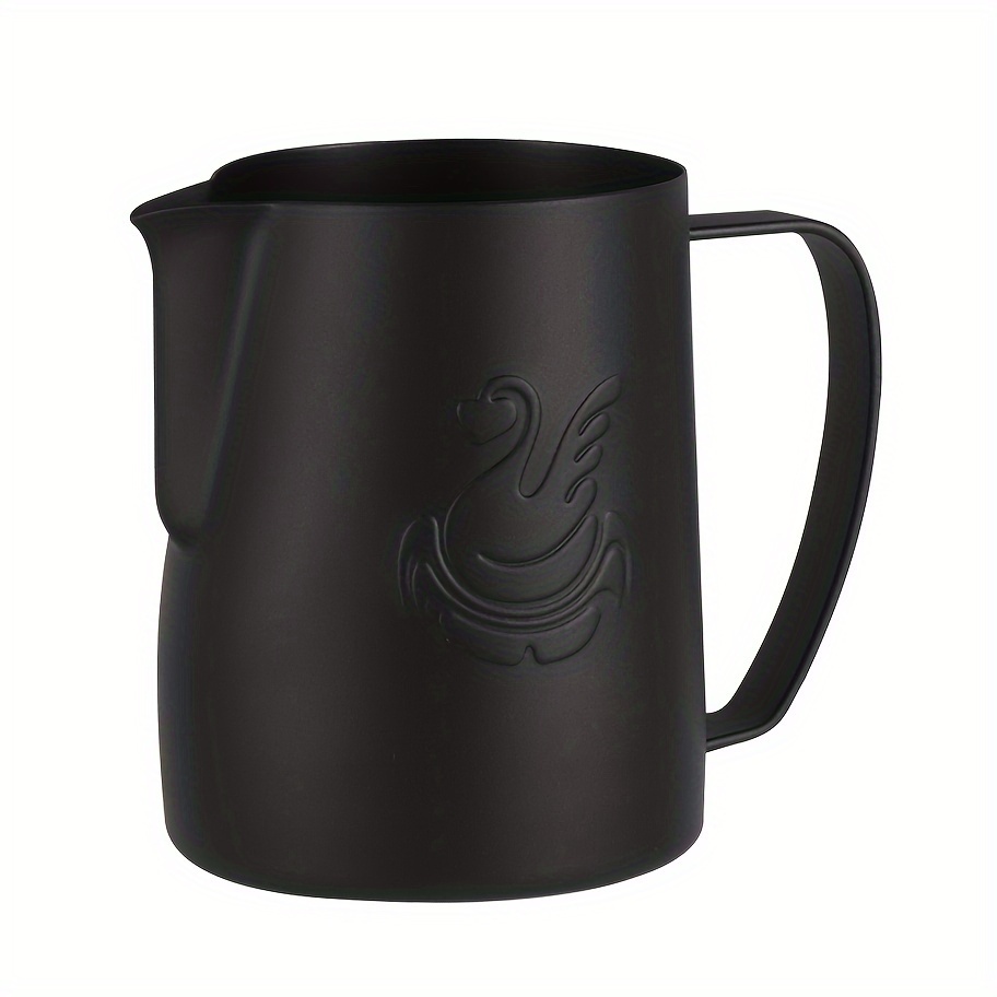 Image of 600ml Swan Latte Art Cup, Italian Flower Pot Coffee Frothing Pitcher, Made Of 304 Stainless Steel With Coating, Pointed Milk Frothing Cup, Swan Latte Art Cup