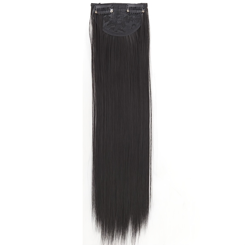 TEMU 1pc 1pcs Invisible Clip-in Hair Extensions Suitable For Volume & Length, Soft Straight Synthetic Hairpiece With 2 Bb Clips, Natural Look Wig