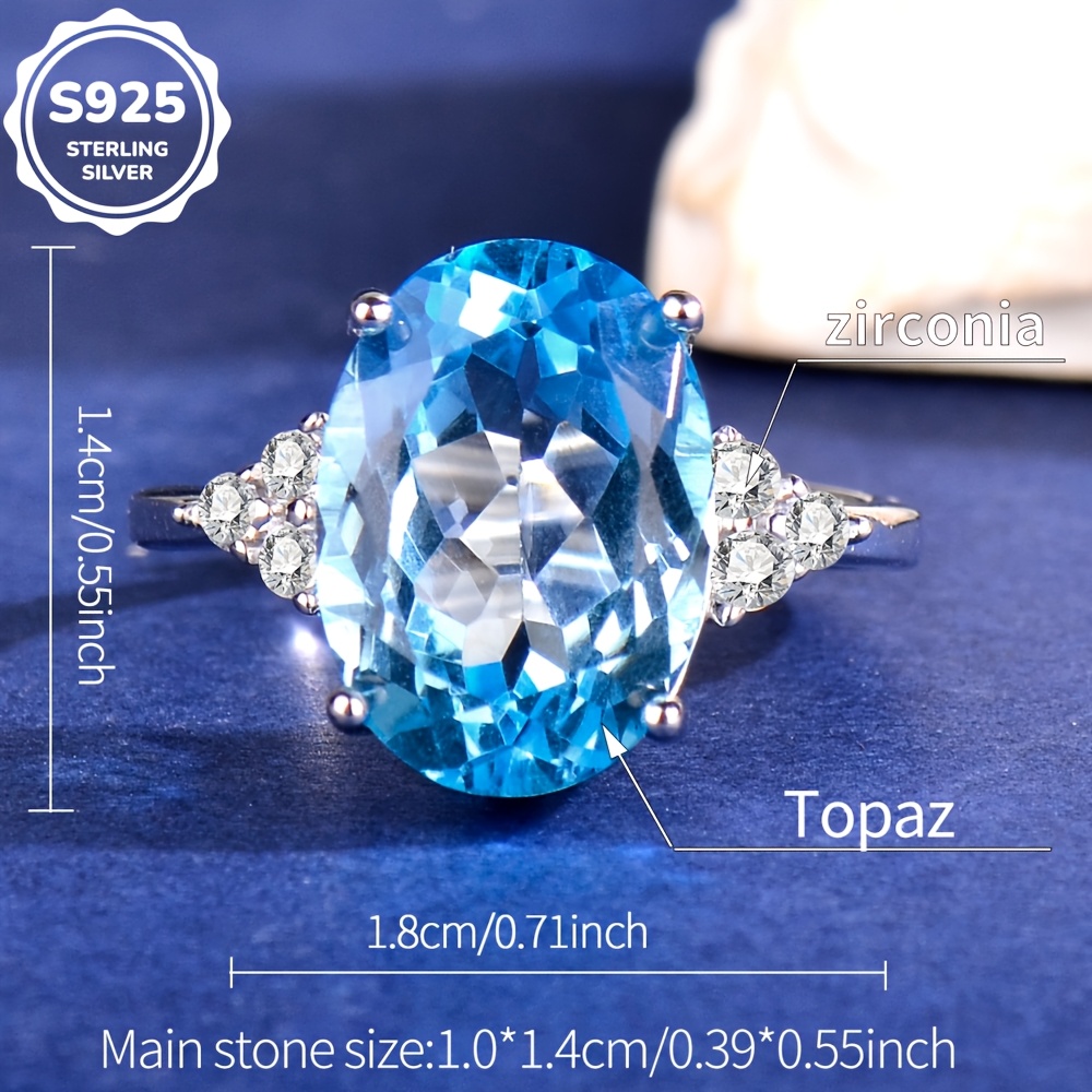 Women's Natural Topaz Adjustable 925 Sterling Silver Ring