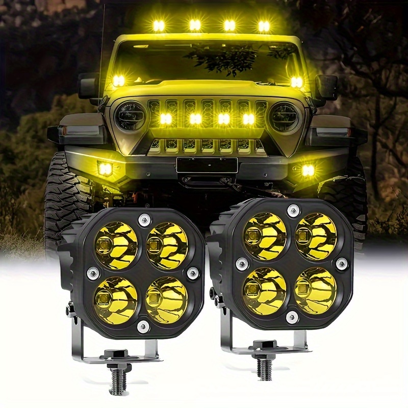 TEMU 2pc 80w High- 8000lm Led Cube Pods Bar, Amber Beam, 12-24v, For Off-road 4wd Trucks, Suv, Atv, Boat